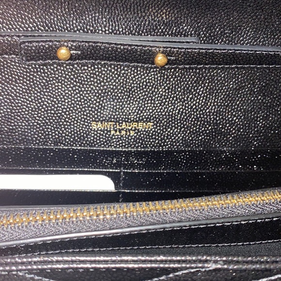 Selling a Black Saint Laurent Large Monogram Quilted Leather Wallet on a Chain - Picture 8 of 13